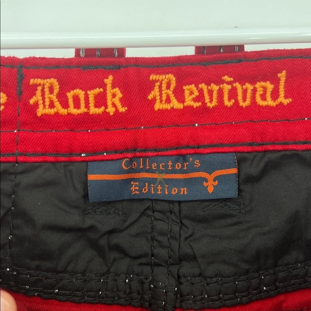 Men Rock Revival Red Jeans Slim Straight Stretch Pant Collectors Edition Size 32 - Picture 3 of 10